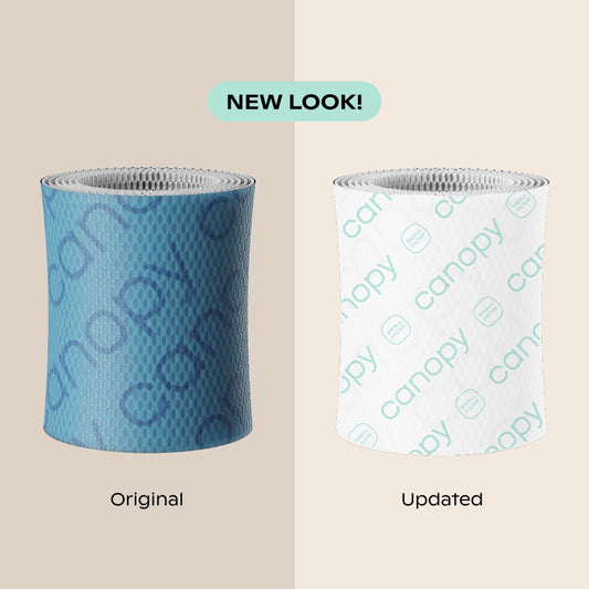 Bedside Humidifier Bundle Filter 2.0 3-Pack shown with antimicrobial filter alongside compatible white Canopy humidifier units on beige background, with compatibility notice and product distinction text below