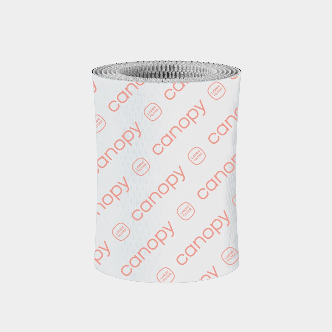 Large Room Humidifier Device Filter Subscription: Premium white cylindrical mesh filter with honeycomb pattern design, engineered for optimal moisture distribution and air purification in spacious rooms. Replacement filter compatible with Canopy humidifiers.