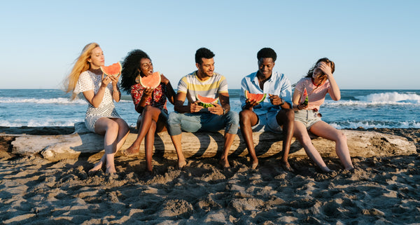 Friends at the beach on a summer day