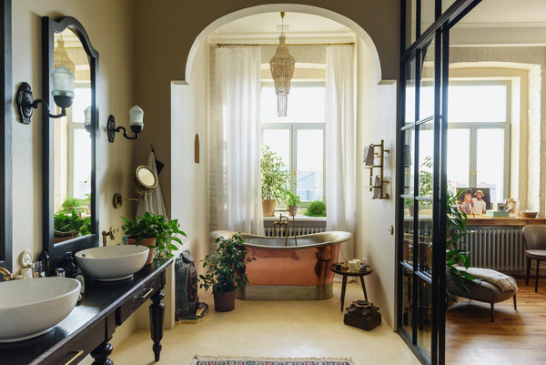 Boho-style bathroom