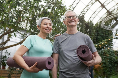 Senior couple after exercising