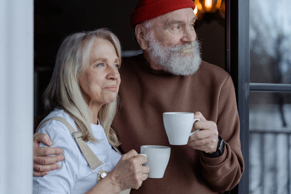 Couple at home on winter day