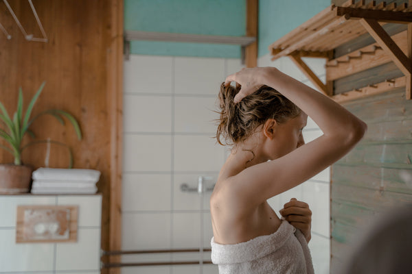 Woman with wet hair after shower