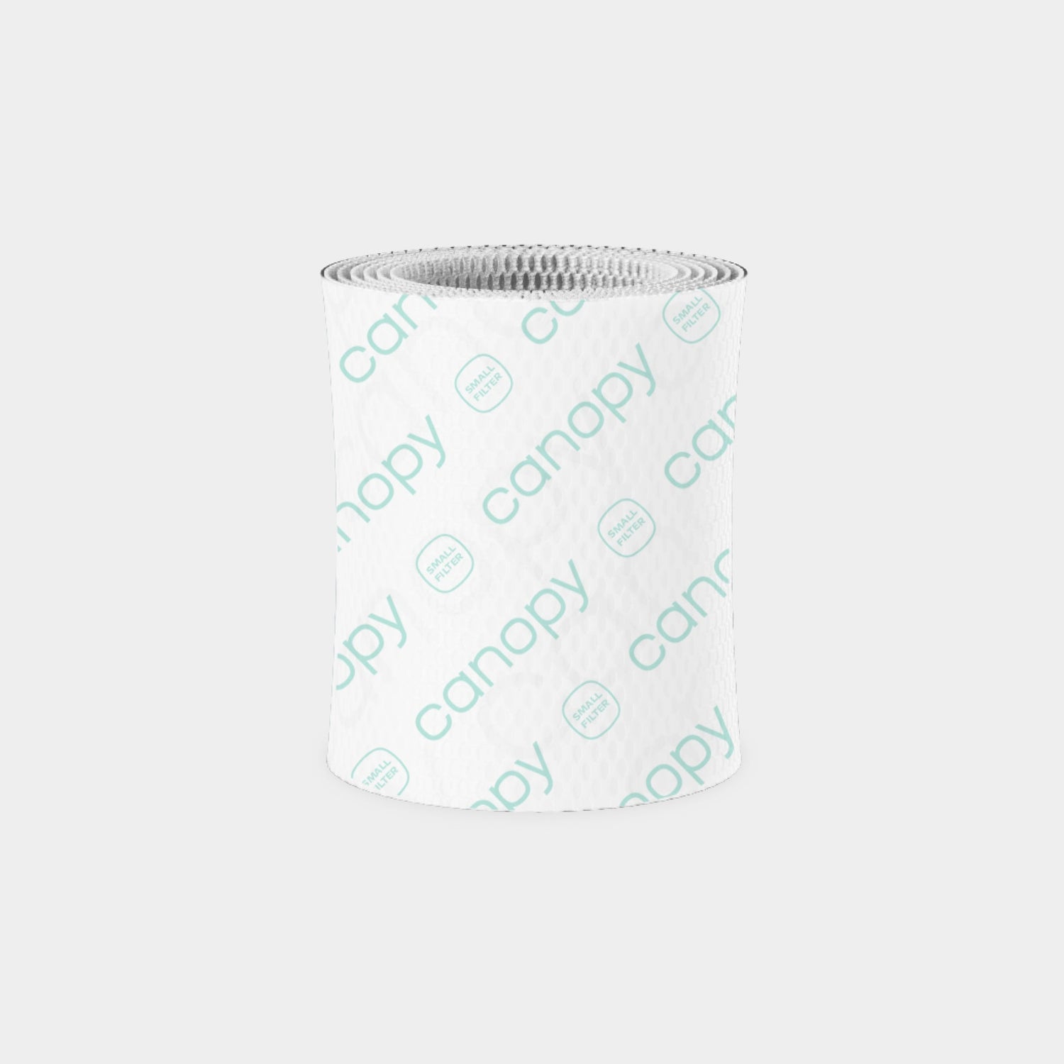 Bedside Humidifier 2.0 Device Filter Subscription - Cylindrical blue antimicrobial replacement filter with textured honeycomb pattern and Canopy logo imprint, featuring wood pulp construction for efficient water filtration and evaporation