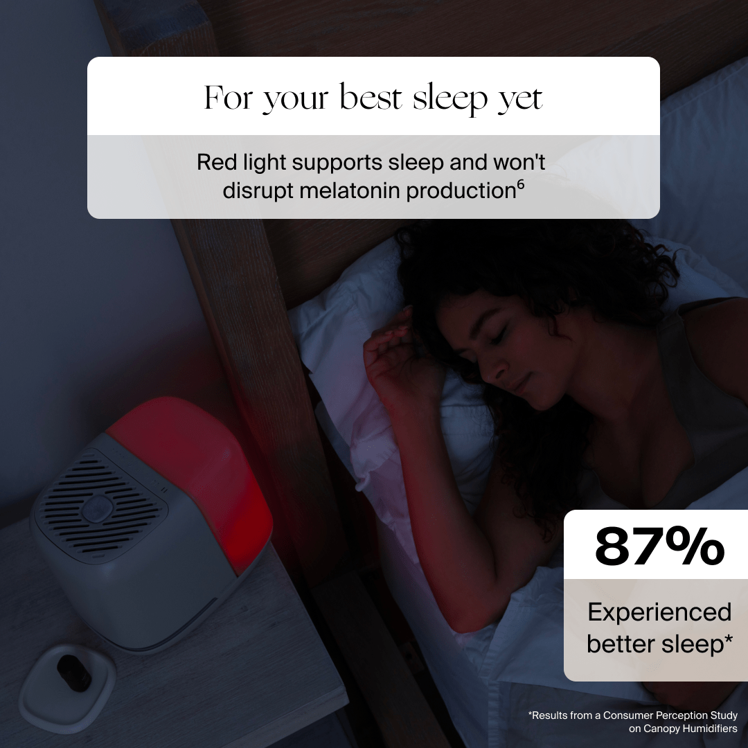 Bedside Humidifier 2.0 | Lifestyle, red light supports sleep and won't disrupt melatonin production