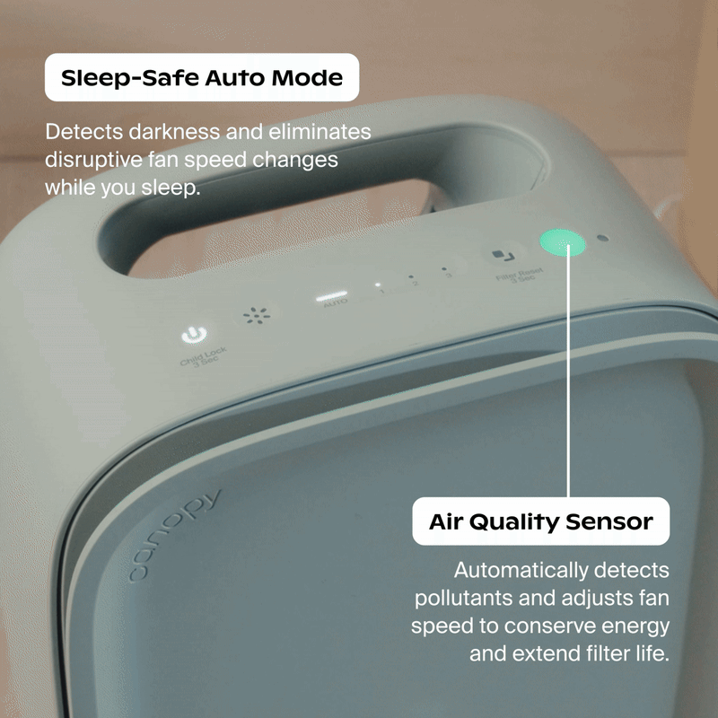 Bedside Air Purifier | Lifestyle, sleep-safe auto mode detects darkness and eliminates disruptive fan speed changes while you sleep. Air quality sensor automatically detects pollutants and adjusts fan speed to conserve energy and extend filter life