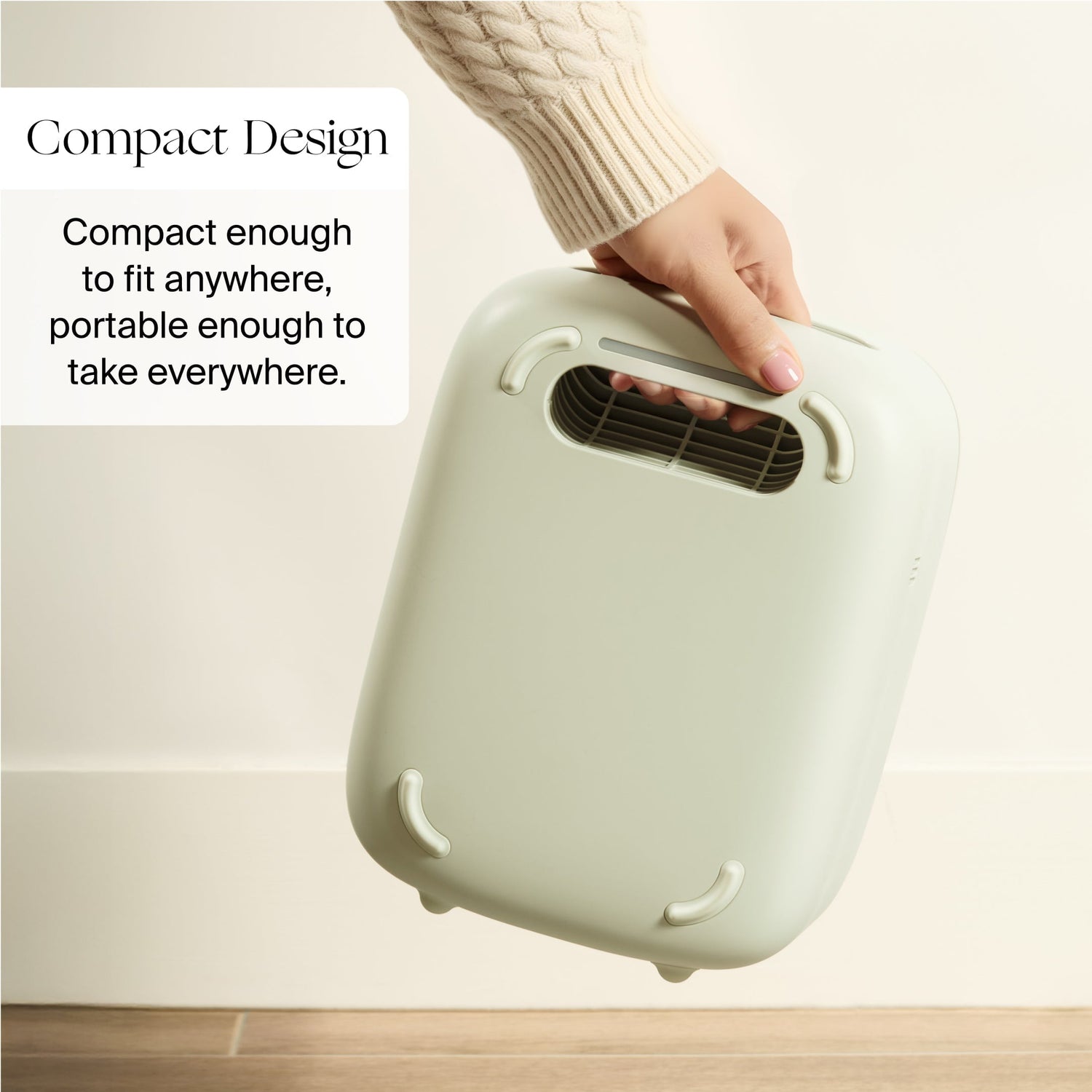 Clara Peirce x Canopy Air Purifier | Lifestyle, compact design: compact enough to fit anywhere, portable enough to take everywhere