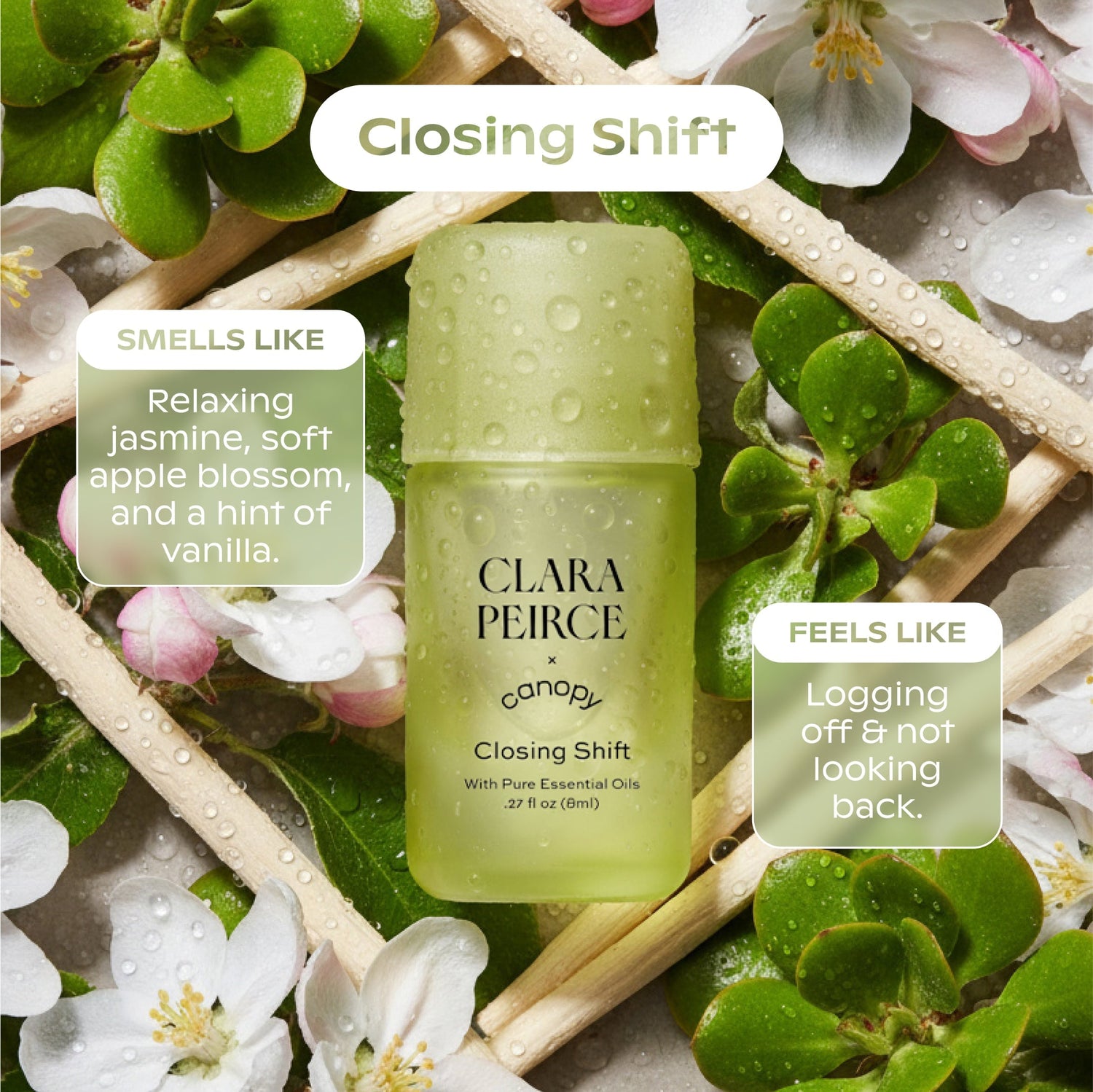 Clean Slate Aroma Kit | Lifestyle, Closing shift smells like relaxing jasmine, soft apple blossom, and a hint of vanilla. It feels like logging off & not looking back