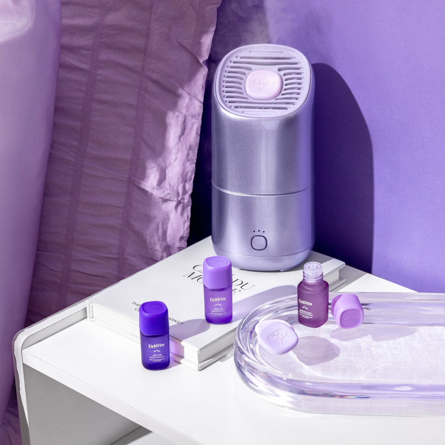 Dr. Idriss Aroma Kit | Lifestyle, portable humidifier and aromas on the bedside table