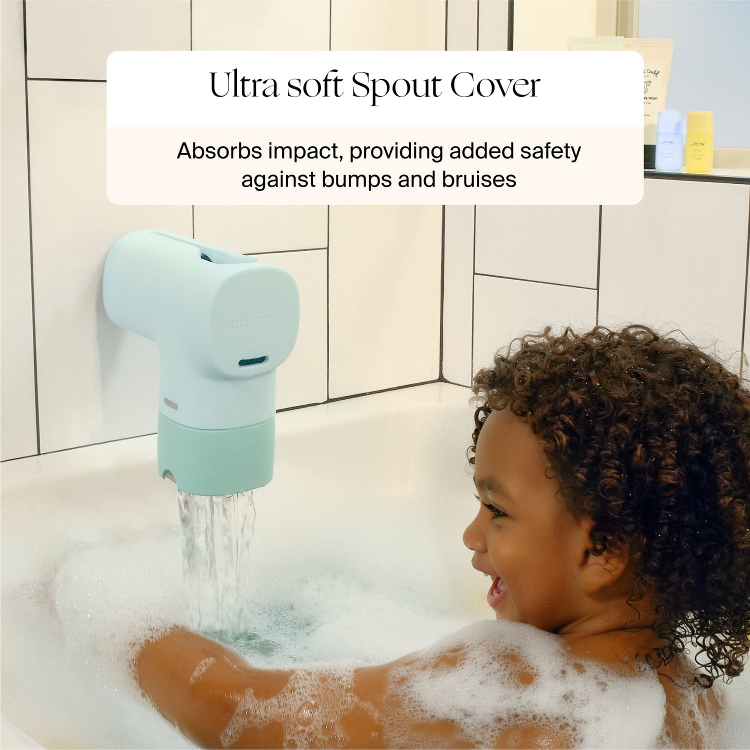Tubby Todd x Canopy Bubbles & Cuddles Gift Set | Lifestyle, ultra soft spout cover absorbs impact, providing added safety against bumps and bruises