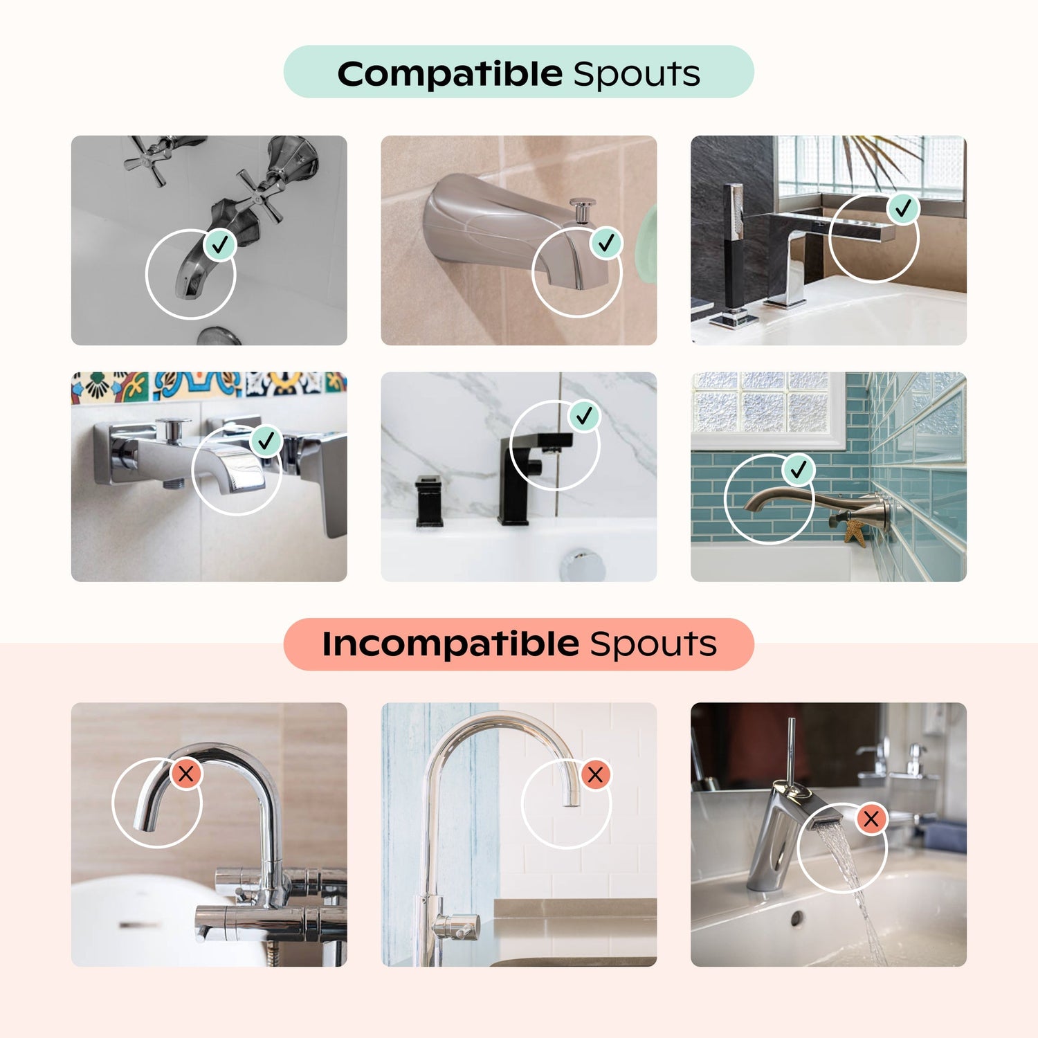 Baby Bath Tub Filter | Lifestyle, compatible and incompatible spouts