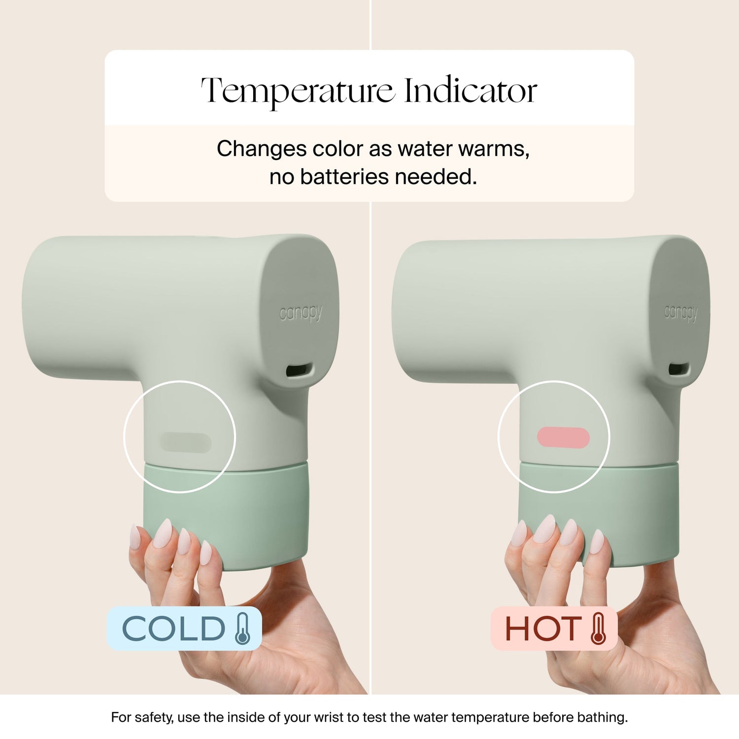 Baby Bath Tub Filter | Lifestyle, Temperature Indicator changes color as water warms, no batteries needed