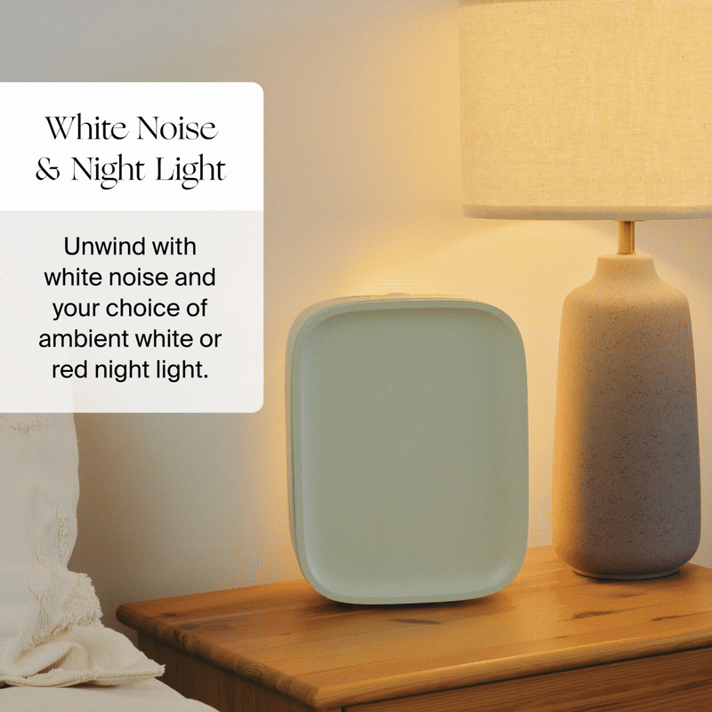 Bedside Air Purifier | Lifestyle, white noise & night light; unwind with white noise and your choice of ambient white or red night light
